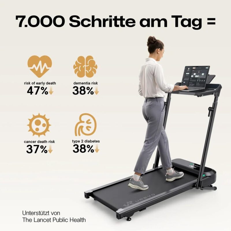 UREVO Smart Laufband mit Auto-Steigung und Schreibtisch-Workstation