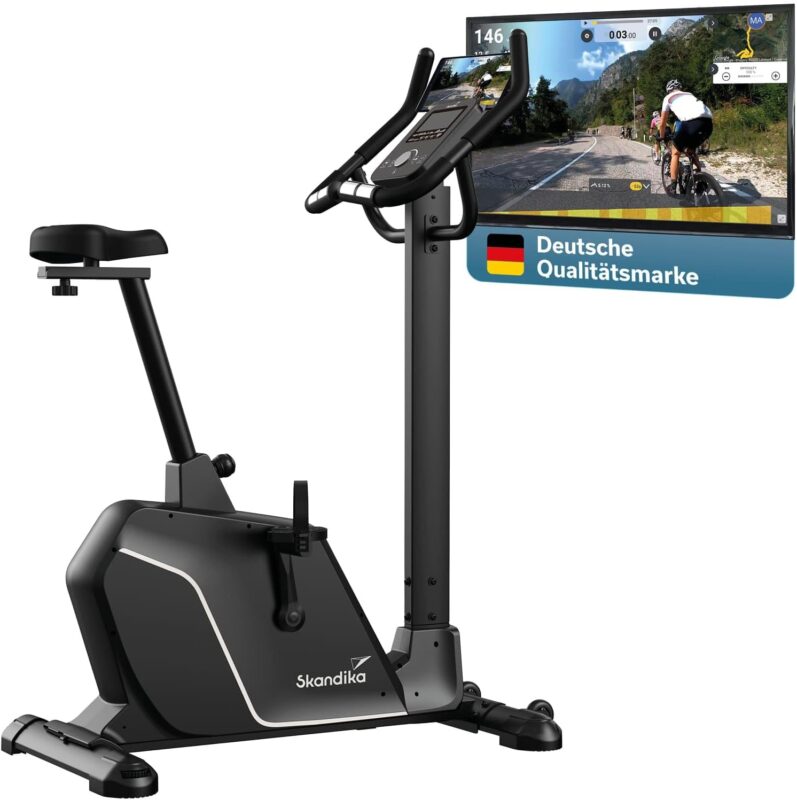 Skandika Heimtrainer Fahrrad Cykling P10/P12-H | 32 Stufen, Magnetbremssystem, 12 kg Schwungmasse, App Steuerung mit Kinomap, Hometrainer Fahrrad für Zuhause | Indoor Bike, Fitnessfahrrad, Trimmrad