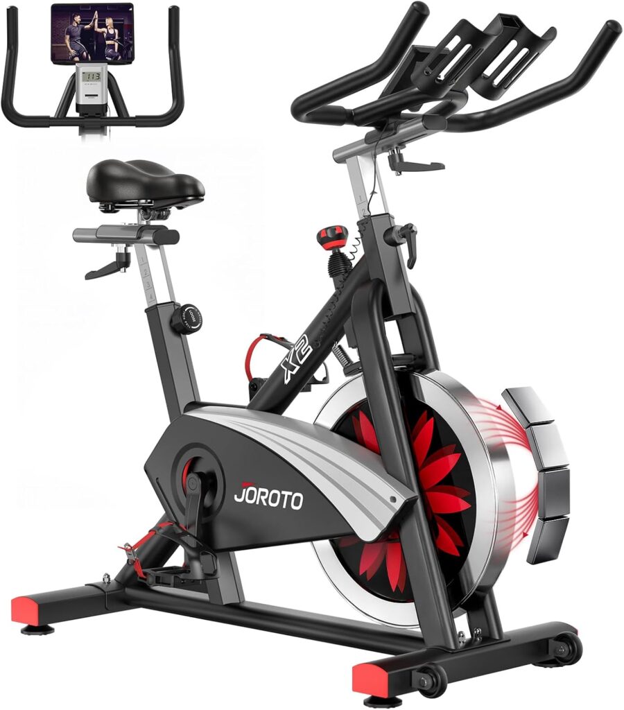 JOROTO X2|X2PRO Heimtrainer Fahrrad, Leises Ergometer Hometrainer Fahrrad mit Einstellbarem Magnetischem Widerstand, LCD-Monitor & 12,6" Tablet-Halter, für Kardiotraining zu Hause, Bis 160KG