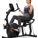 MERACH Liegeergometer für Zuhause mit Widerstandsbändern, leiser Heimtrainer Fahrrad mit 8-stufigem Magnetwiderstand, App-kompatibel, LCD-Display, Herzfrequenzsensoren, verstellbare Rückenlehne