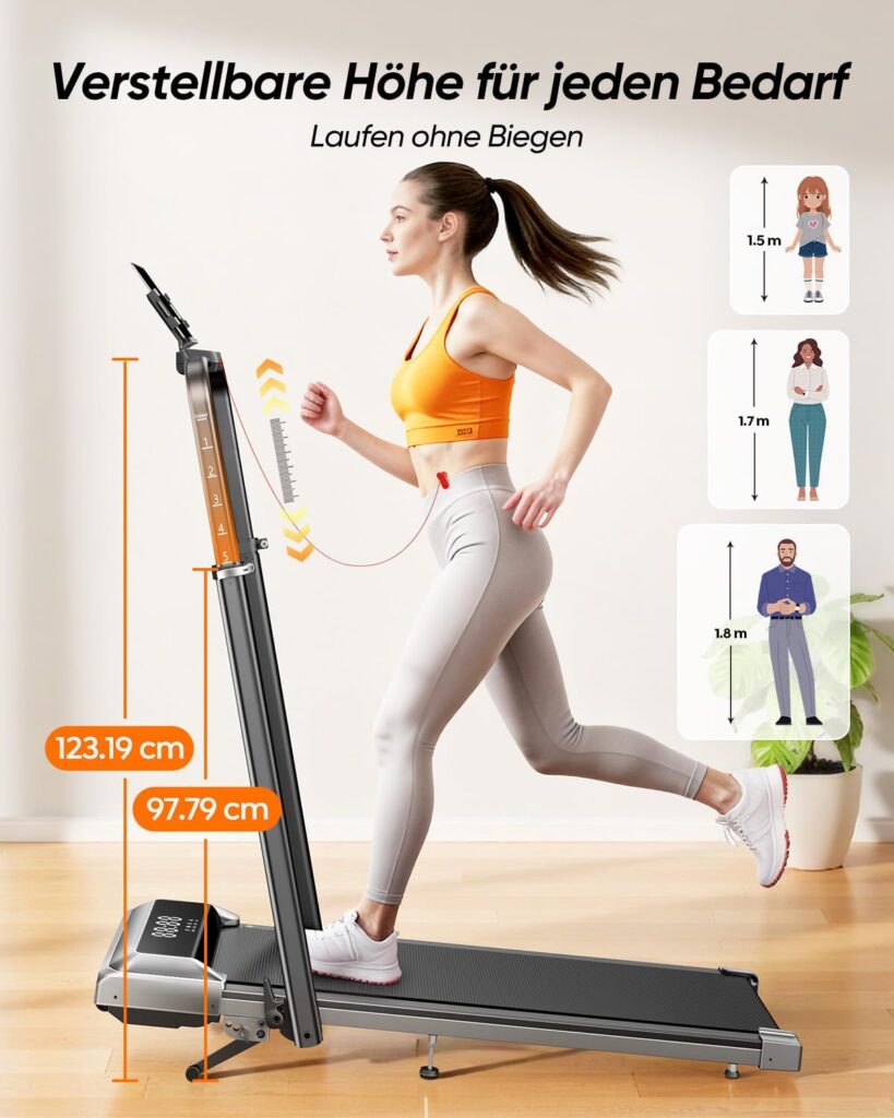 laufband für zuhause mit Neigung, 5 IN 1 Walking Pad mit 12% Steigung, 2.5HP Klappbar Laufband für Zuhause & Büro,2-LED-Anzeige,Bis 136kg Belastbar,Keine Installation