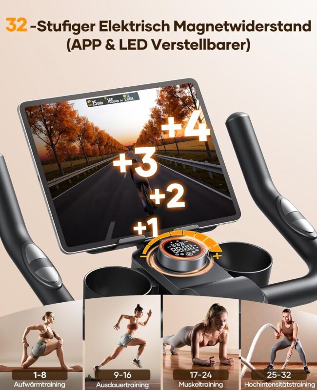 Toputure Neu'26 Heimtrainer Fahrrad mit Elektr. LED-Touchmonitor & 3-App