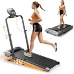 laufband für zuhause mit Neigung, 5 IN 1 Walking Pad mit 12% Steigung, 2.5HP Klappbar Laufband für Zuhause & Büro,2-LED-Anzeige,Bis 136kg Belastbar,Keine Installation