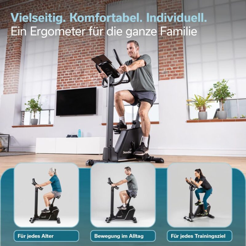 Skandika Heimtrainer Fahrrad Cykling P10/P12-H | 32 Stufen, Magnetbremssystem, 12 kg Schwungmasse, App Steuerung mit Kinomap, Hometrainer Fahrrad für Zuhause | Indoor Bike, Fitnessfahrrad, Trimmrad