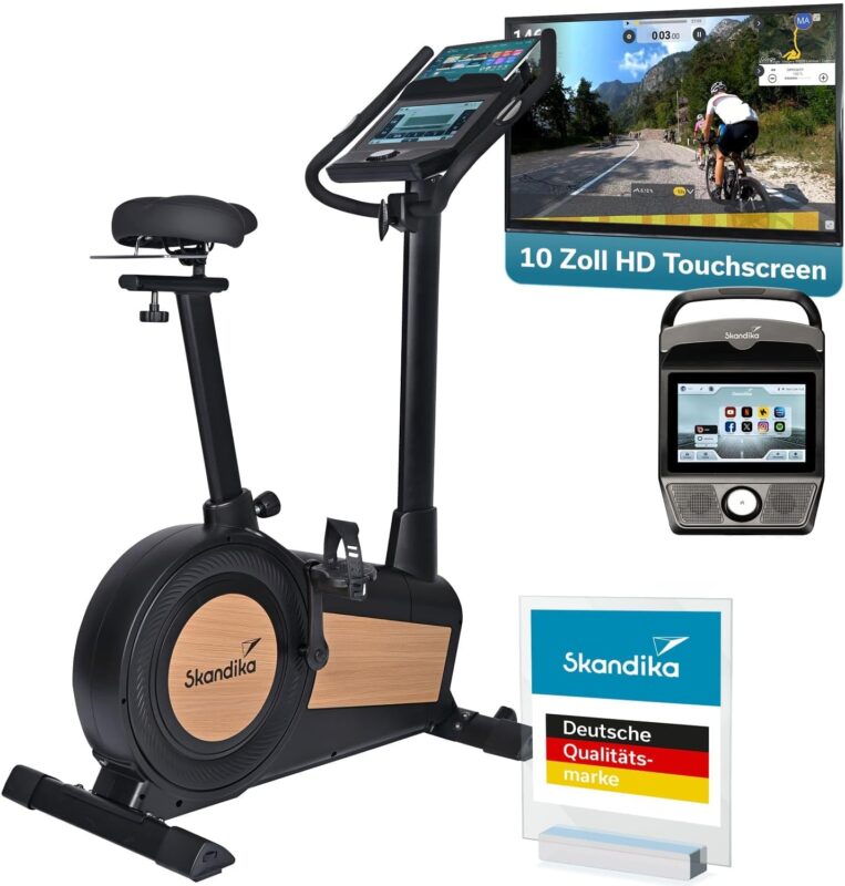 Skandika Ergometer Cykling P15 | Heimtrainer Fahrrad mit LCD Display, Touchscreen, Programme, Magnetbremse 32 Stufen, Kinomap App kompatibel, Indoor Bike bis 150 kg | Fitnessbike für Zuhause