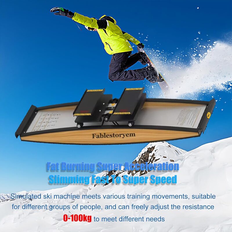 Ski-Trainingsgerät, Ski-Simulator, 3D-Crosstrainer, 150 kg Belastung, mehrere Trainingsmodi optional, mit Skistöcken und Bodenmatte für, Stärkung von Ausdauer Gleichgewicht