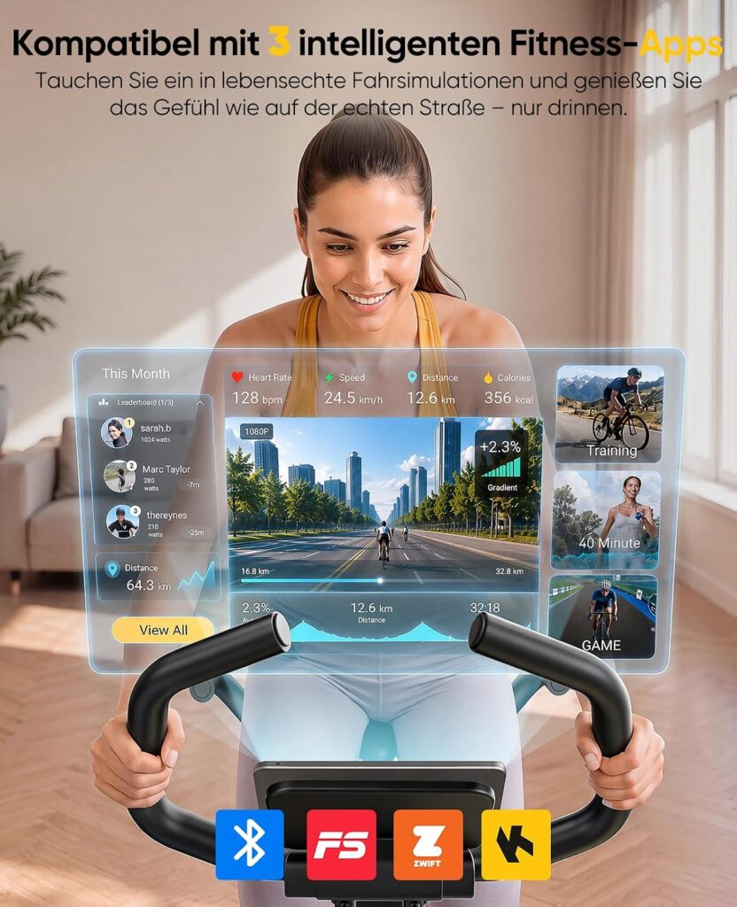 2026er Toputure Heimtrainer Fahrrad klappbar, HD-LED-Display, APP&Handpuls