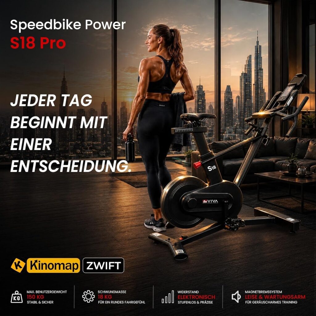 AsVIVA S18 Pro Speedbike & Indoor Cycle, 18kg Schwungmasse, Gangschaltung