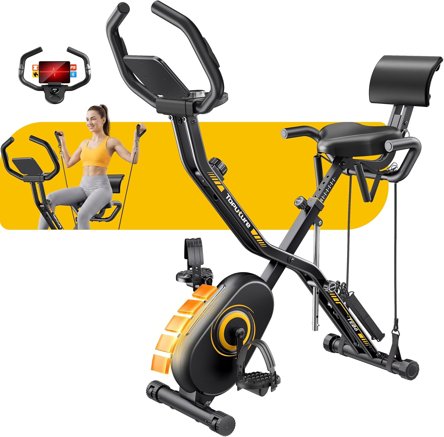 81FD6s-LYoL._AC_SL1500 2026er Toputure Heimtrainer Fahrrad klappbar, HD-LED-Display, APP&Handpuls