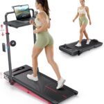 Laufband für Zuhause Klappbar mit 7% Steigung, All-in-1 Walking Pad bis 12 km/h mit 3,0 PS Leisem Motor, Höhenverstellung bis 150mm & Abnehmbarem Schreibtisch, APP und Fernbedienung
