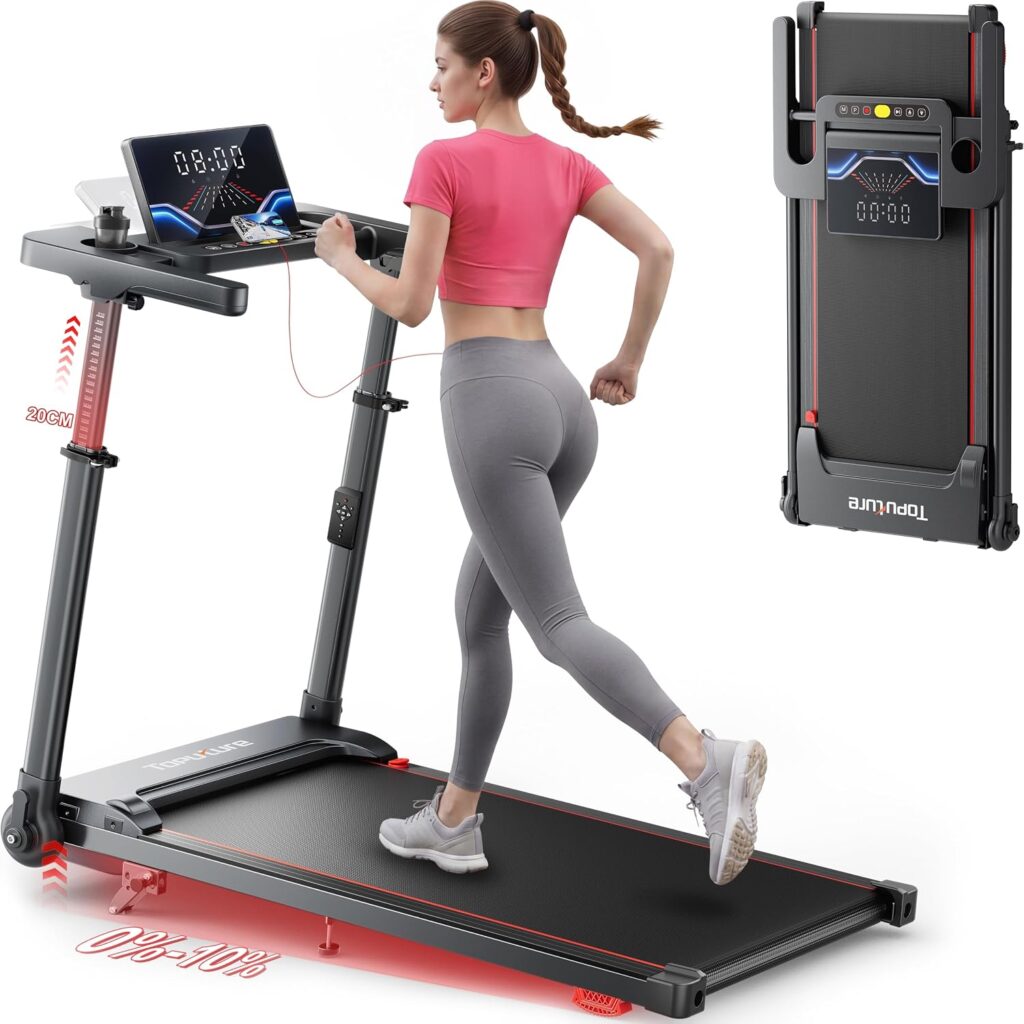 Laufband für Zuhause 12km/h, 6 IN 1 Elektrisches Laufband mit 10% Steigung, 1080MM Einziehbares Steigrohr, Controllo App, 360° Tablet Holder, 2.5HP Leiser Motor, LED Anzeige