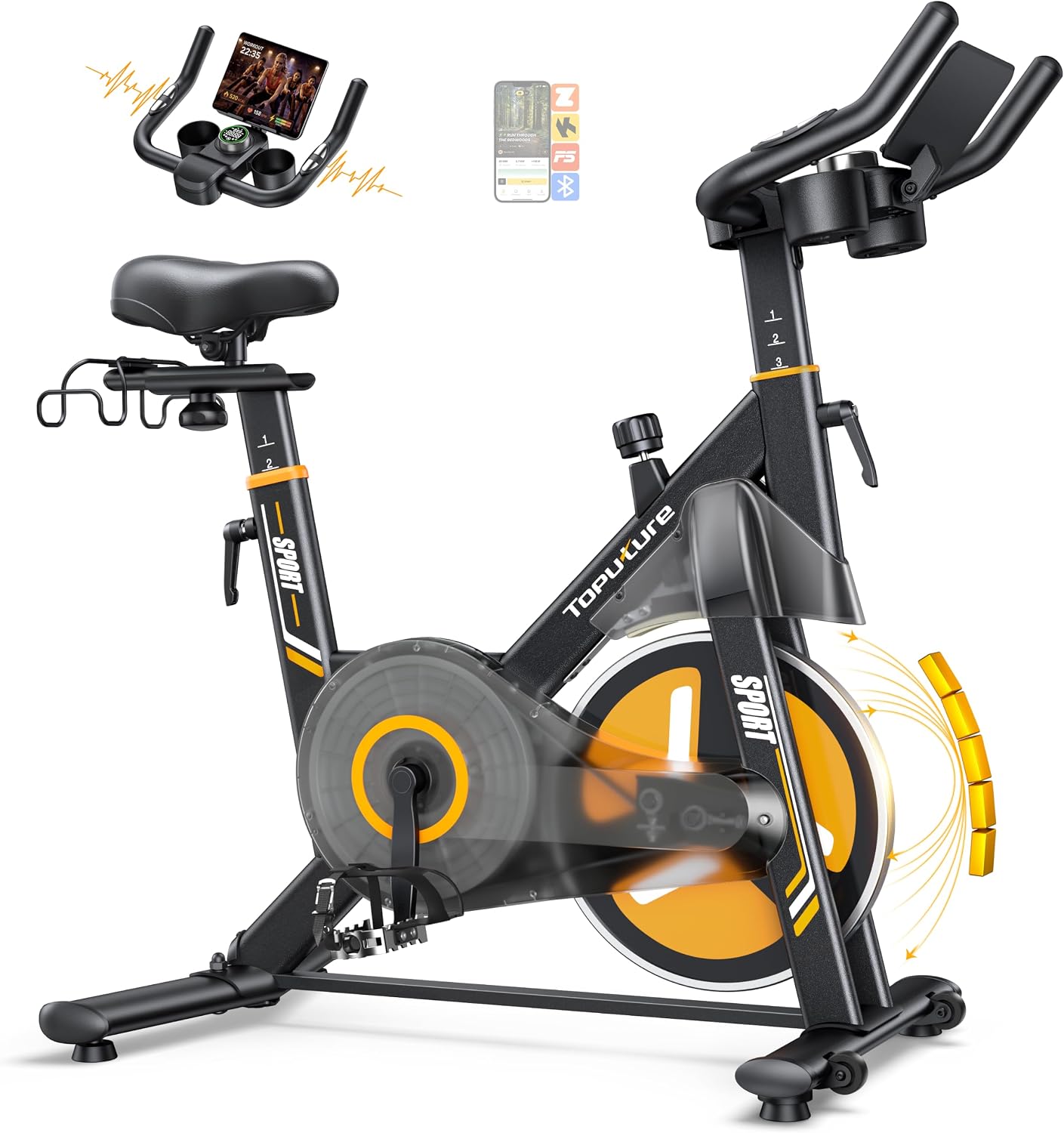 81Ytgoe525L._AC_SL1500 Toputure Neu'26 Heimtrainer Fahrrad mit Elektr. LED-Touchmonitor & 3-App