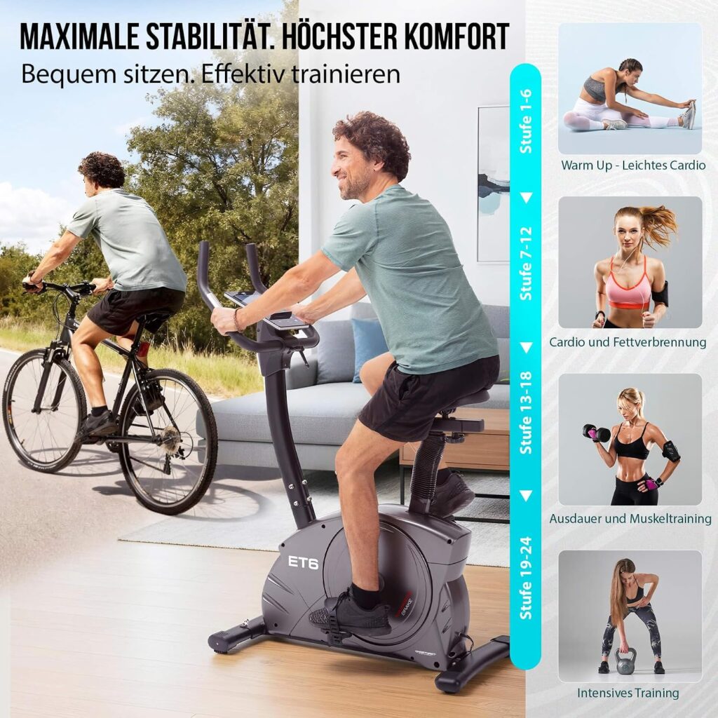 CHRISTOPEIT Ergometer Heimtrainer ET 6, bequem, leise, LCD Display, App